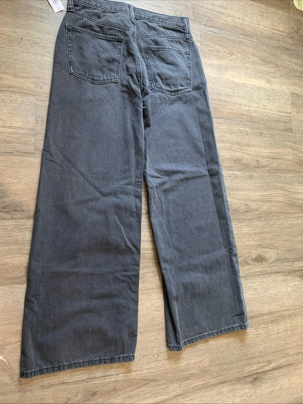 Old Navy Mid Rise Super Baggy Wide Leg Black Jeans NWT Sz 14